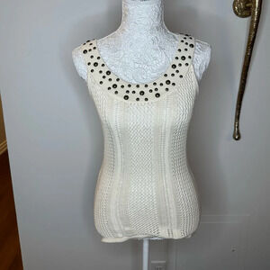 Ann Taylor Cotton Tank with Metal Detail Sz. S